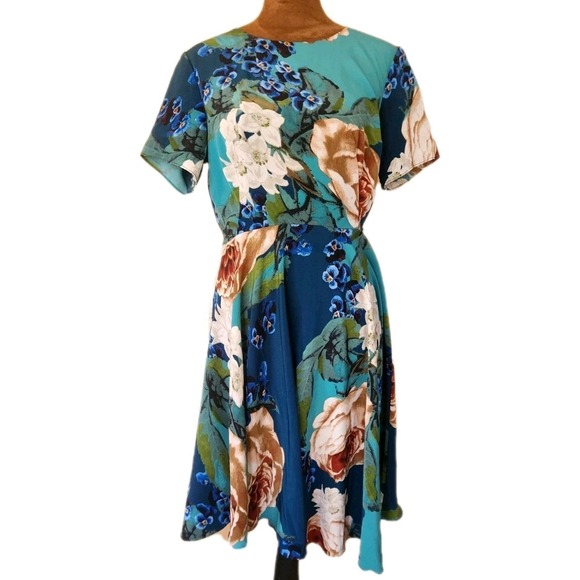 Anthropologie Dresses & Skirts - Anthropologie Corey Lynn Calter Floral Dress Teal Blue Size 2 A-line Summer